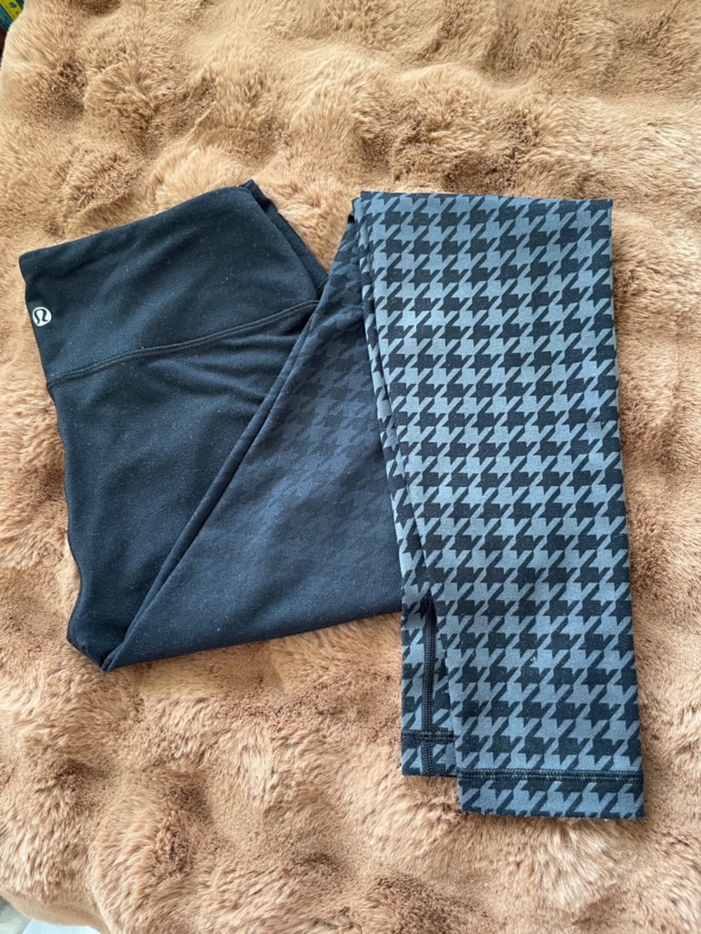 lululemon athletica Black Thick Leggings Ombre Gray Houndstooth Size 8